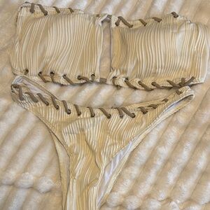 Cream Strapless Bikini Set